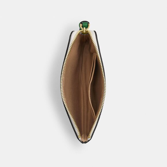 Coach Wristlet In White Signature Canvas and Varsity Stripe Blue and Green - Picture 2 of 4